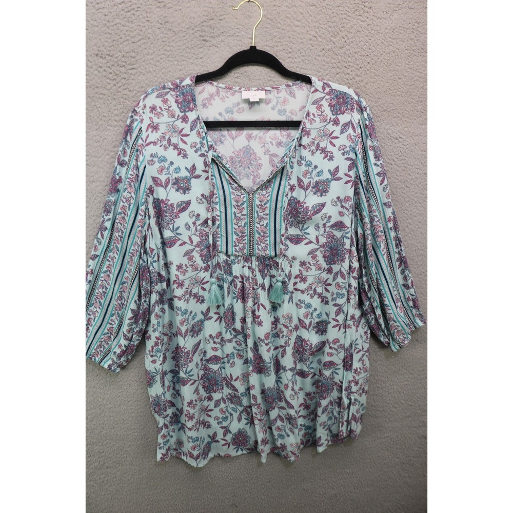 J.Jill 3/4 Puff Sleeve Gauzy Tunic-Size Medium-BOHO-Hippie-Cottagecore
